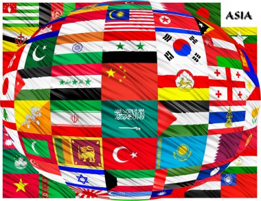 Collage of the flags of countries clipart