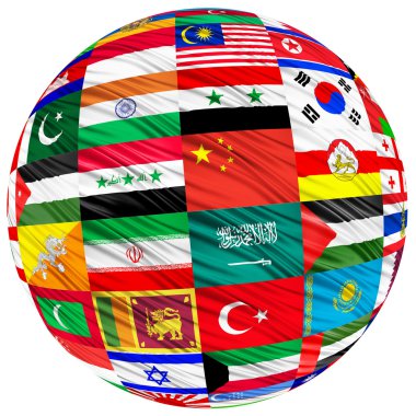 Collage of the flags of Asian countries clipart