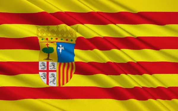 Flagge von Aragon, Spanien — Stockfoto