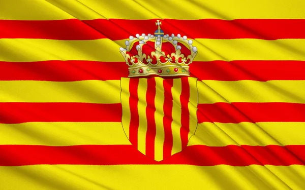 Drapeau Senyera - motif est aujourd'hui dans le drapeau de quatre Espagnols a — Photo