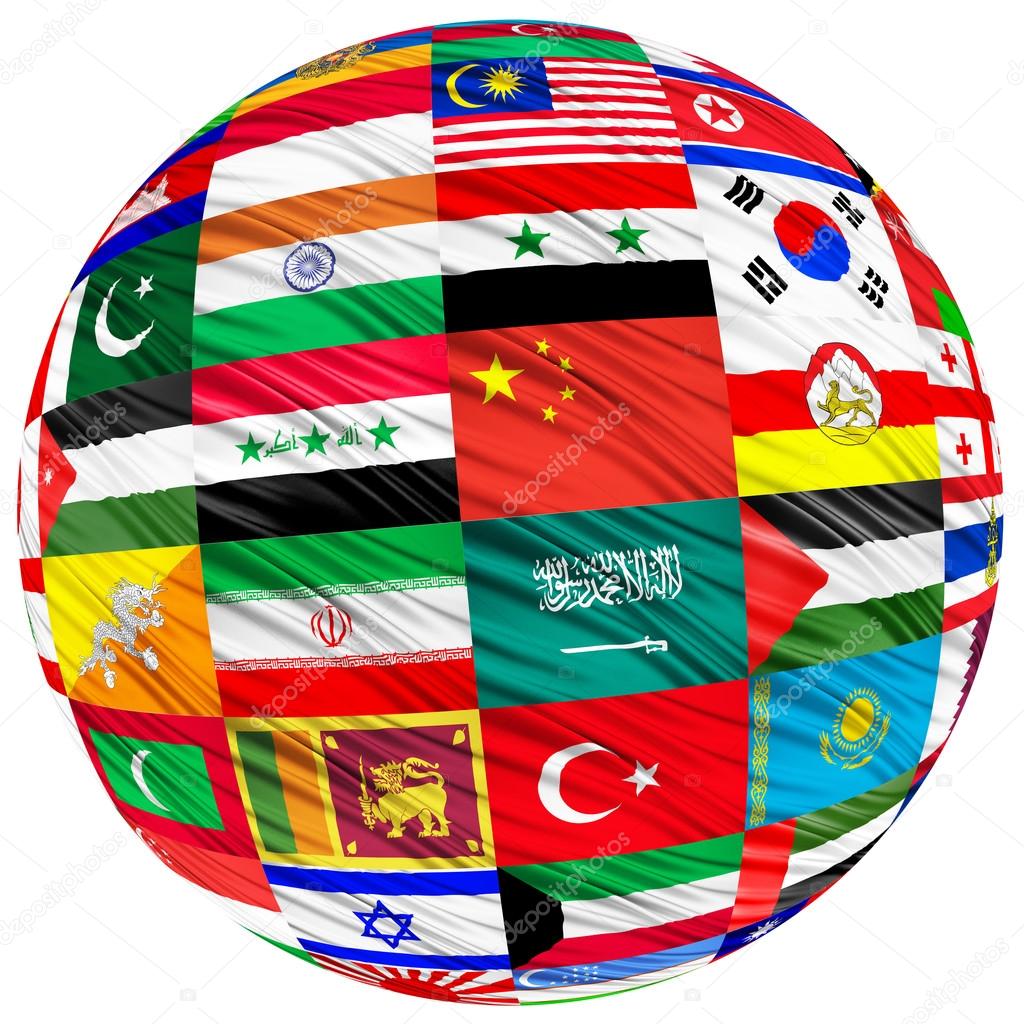 Collage of the flags of Asian countries