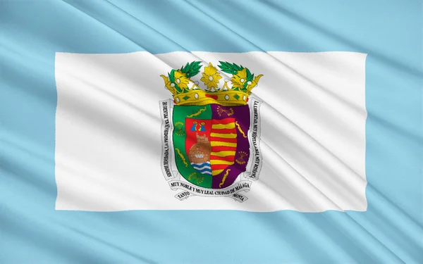 Flag of Malaga - province in the south of Spain — Stok fotoğraf