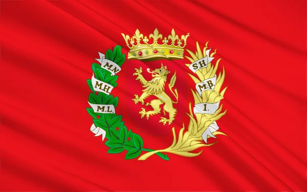 Flag of Zaragoza - a city in the northeast of Spain — стокове фото