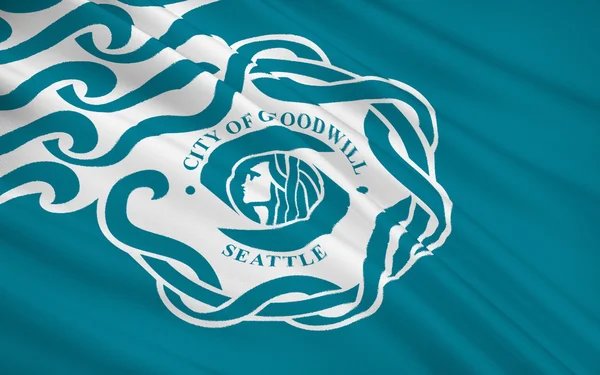 Staatsflagge von Seattle - die größte Stadt im Nordwesten der USA — Stockfoto