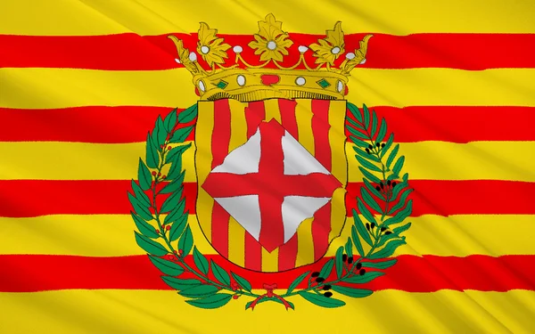 Flag of Barcelona is a province of eastern Spain — Zdjęcie stockowe