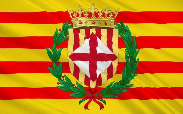 Flag of Barcelona is a province of eastern Spain — Zdjęcie stockowe