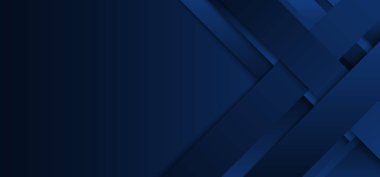 Soyut mavi çizgiler ya da dikdörtgen katman koyu mavi arka planda gölgeyle örtüşüyor. Vektör illüstrasyonu