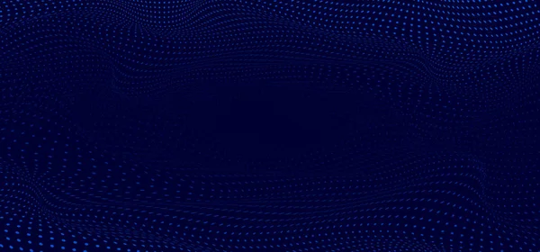 Abstrakt Blå Vågig Våg Halvton Prickar Mörkblå Bakgrund Och Konsistens — Stock vektor