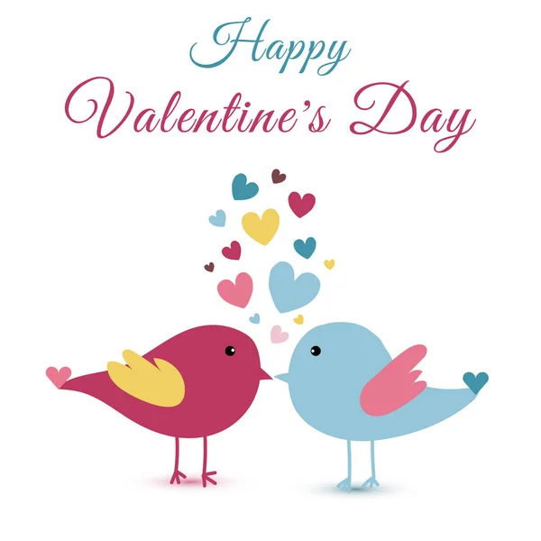 Dibujado Mano Lindos Amantes Las Aves Día San Valentín Corazón — Archivo Imágenes Vectoriales