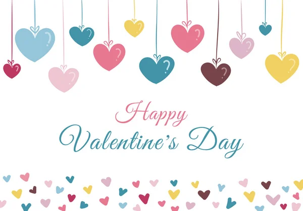 Feliz Día San Valentín Mano Dibujado Muchos Colores Pastel Corazón — Archivo Imágenes Vectoriales