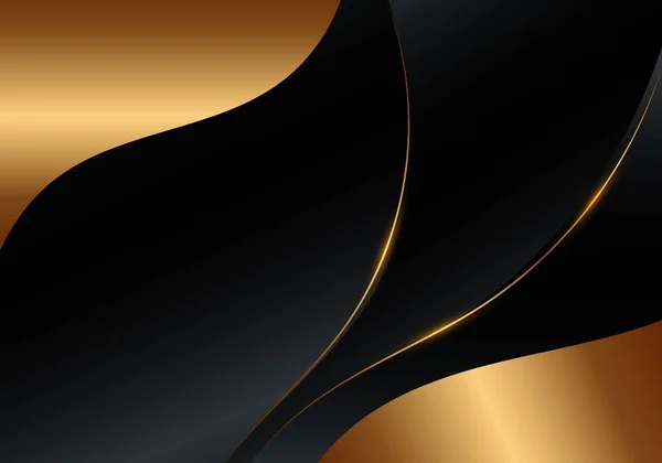 Абстрактна Чорна Золота Гладка Форма Хвилі Лінії Фонового Шаблону Розкішного — стоковий вектор
