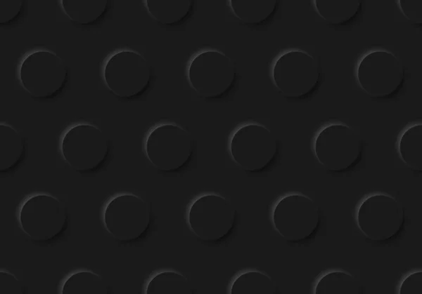 Чорні Кола Рельєфний Безшовний Візерунок Темному Тлі Текстурі Векторні Ілюстрації — стоковий вектор
