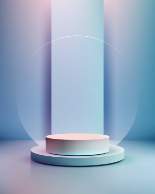 Pastel Pembe Gradyan Arkaplanı üzerinde Şeffaf Çember Elementi ile Ölümcül Soyut Geometrik Yaya Gösterimi