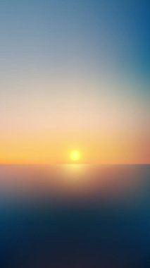 Ürün görüntüleme ve sakin doğa kavramları için yumuşak mavi ve altın gradyan ile minimalist okyanus batımı arka planı