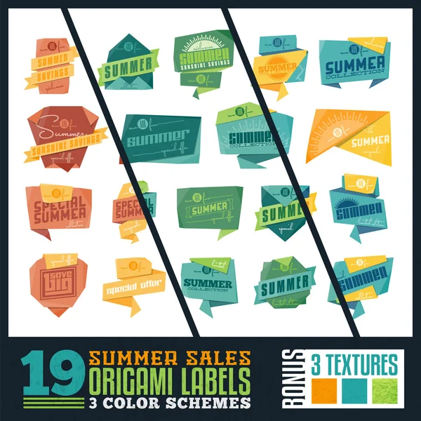 Origami yaz satış etiketleri — Stok Vektör