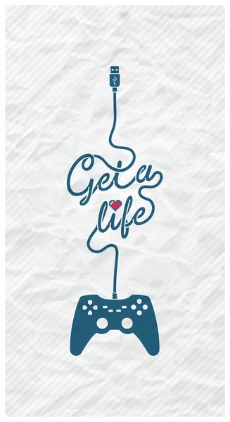 Gamepad con cable en forma de mensaje — Vector de stock