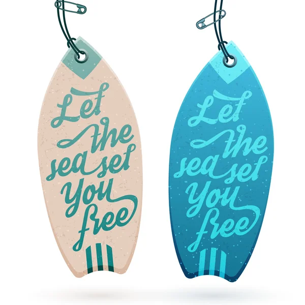 Surfboard Shaped Hang Tags — Stock Vector