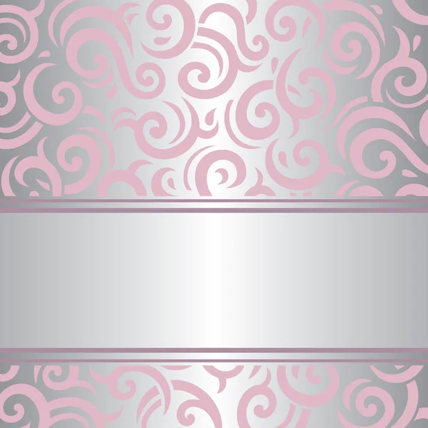 Pink & silver invitation vintage retro vector wallpaper design — Stock Vector