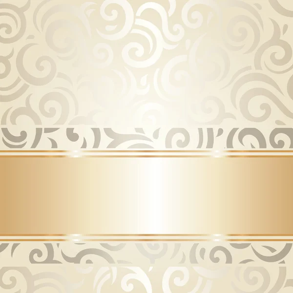 Wedding vintage wallpaper design white & gold vector — Stock Vector