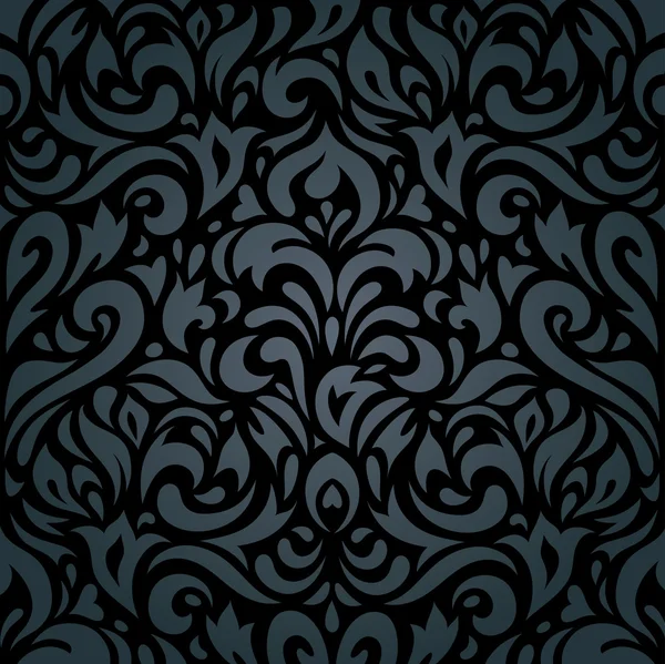 Floral Negro lujo vintage fondo — Archivo Imágenes Vectoriales