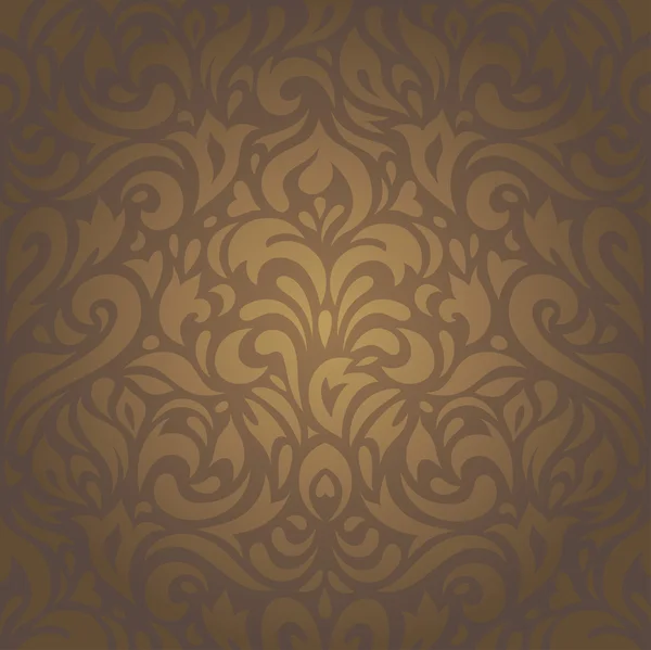 Floral marrom vintage retro design papel de parede ornamental — Vetor de Stock