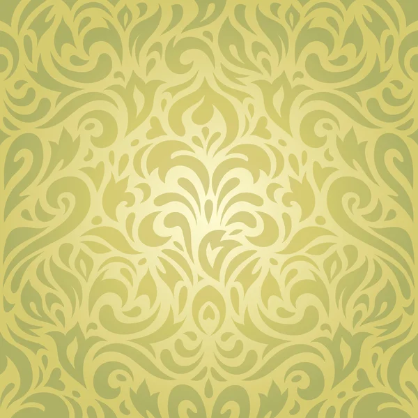 Floral green vintage retro wallpaper vector background — Stock Vector