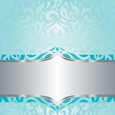 Retro çiçek turkuaz ve gümüş vintage davet arka plan tasarlamak tatil