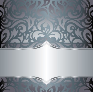 Gümüş çiçek lüks vintage davet retro tasarım vektör