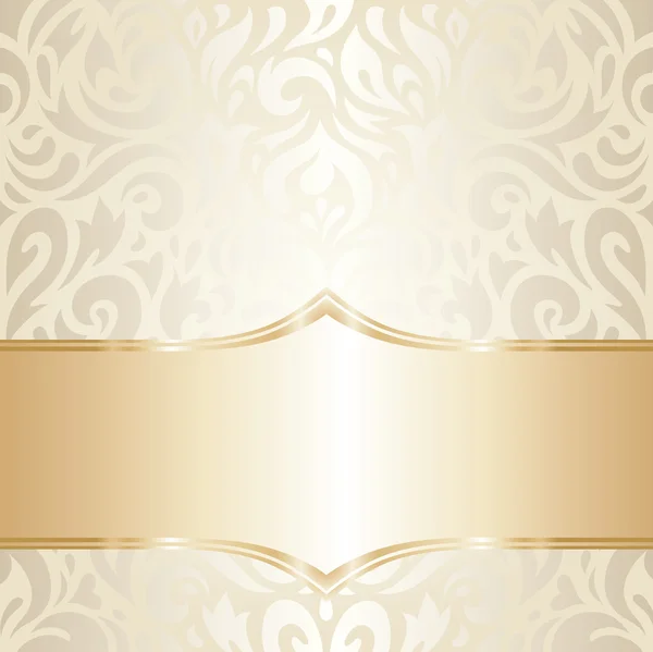 Golden floral Wedding vintage wallpaper design — Stock Vector