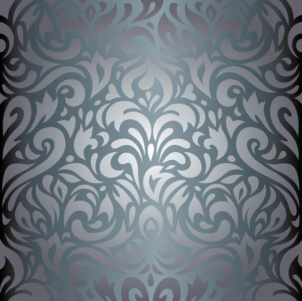 Silver floral luxury vintage wallpaper background design — Stock vektor