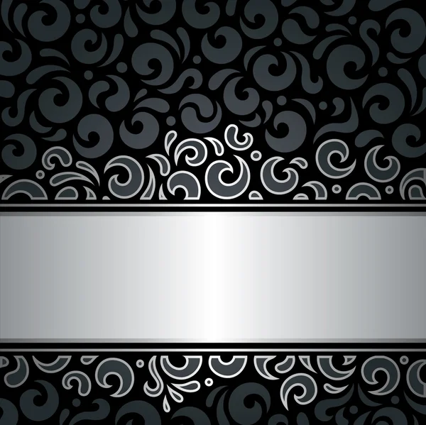 装飾的な黒・銀の高級ビンテージ壁紙の背景 — ストックベクタ