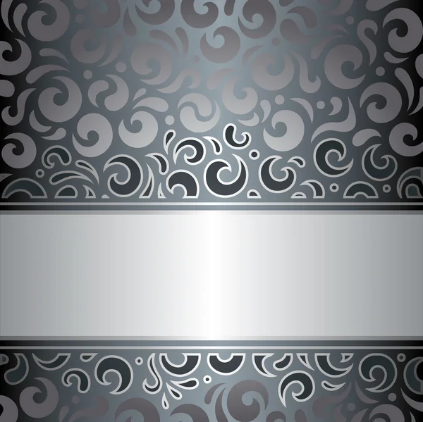 Silver luxury vintage invitation design vector — Stock Vector