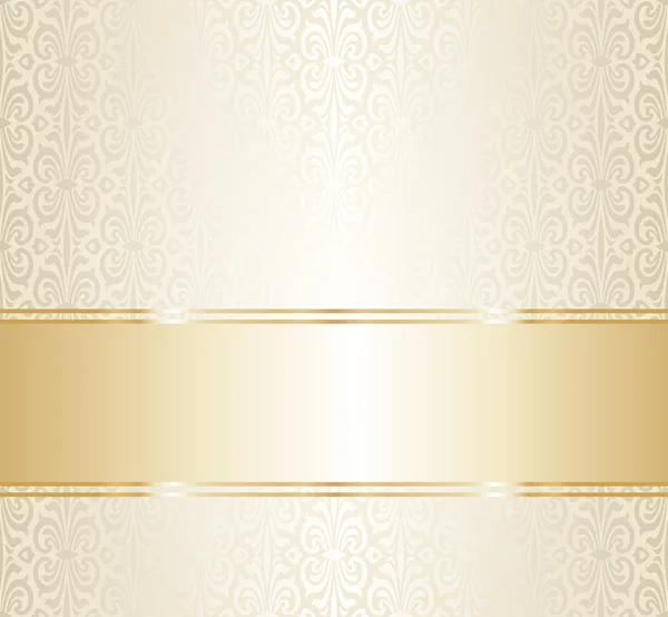 Bruiloft gouden repetitieve wallpaper ontwerp lege ruimte voor tekst — Stockvector