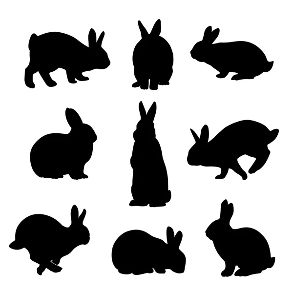 Easter Bunny vector Rabbits set silhouettes — Stock Vector