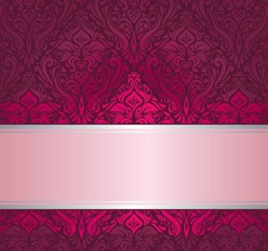 Kırmızı & gümüş süs vintage davetiye tasarım