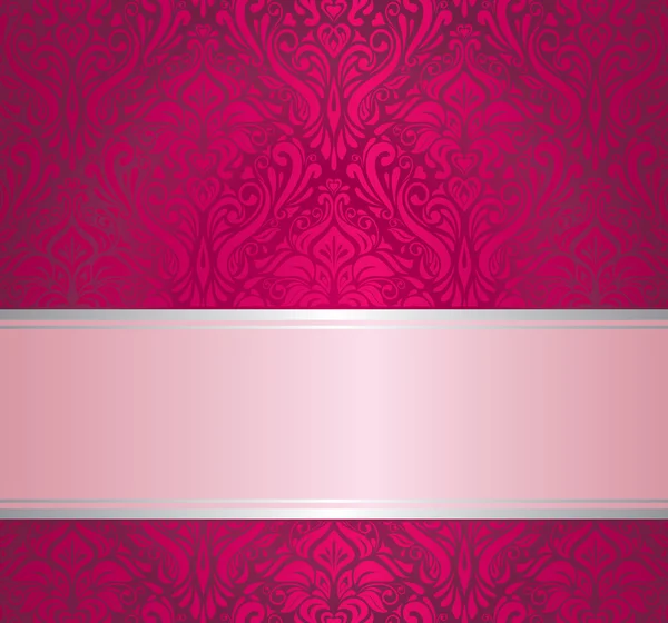 Vermelho & prata ornamental vintage convite design — Vetor de Stock