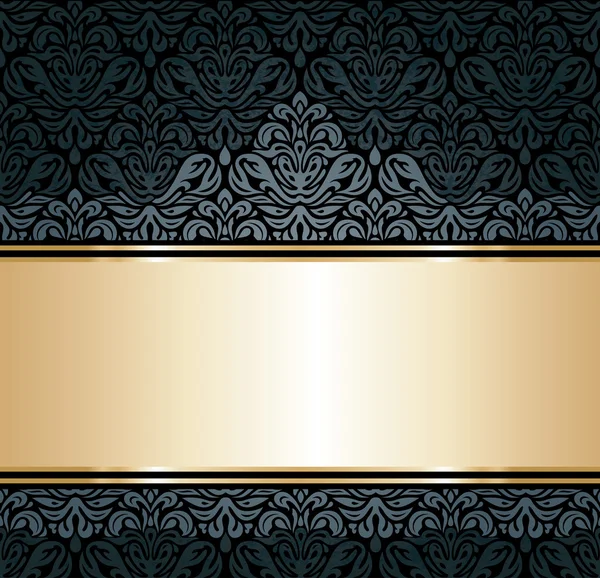 Black & gold luxury vintage wallpaper background — Stock Vector