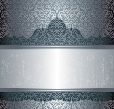 Koyu gümüş lüks vintage davet arka plan tasarımı