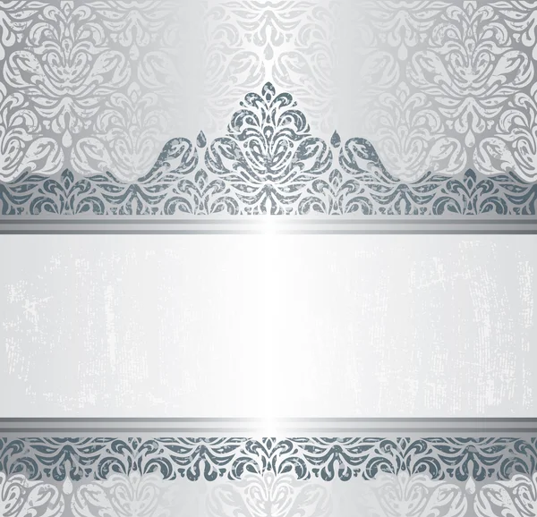 Silver luxury vintage inbjudan bakgrundsdesign — Stock vektor