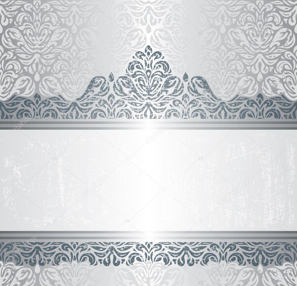 Silver luxury vintage invitation background design