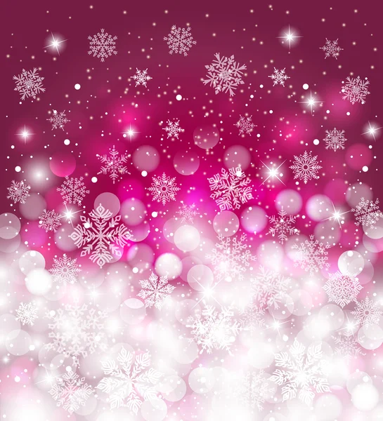 Fondo rojo de invierno borroso, con nieve y espacio de copia, para la tarjeta de Navidad — Vector de stock