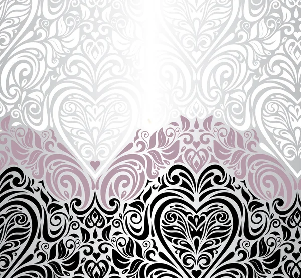 Pink silver and black wedding vintage invitation background — Stock Vector