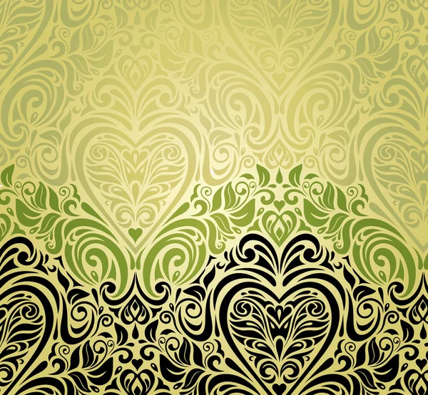 緑のビンテージ招待状の背景 — ストックベクタ