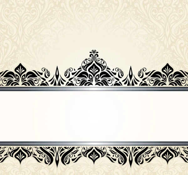 Дизайн Ecru блідий і чорний vintage запрошення — стоковий вектор