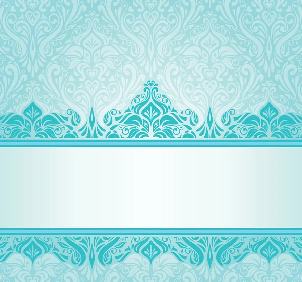 ターコイズ ブルーのビンテージ招待状デザイン — ストックベクタ