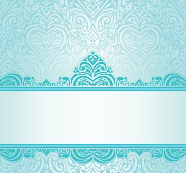 Düğün vintage turkuaz davetiye tasarım