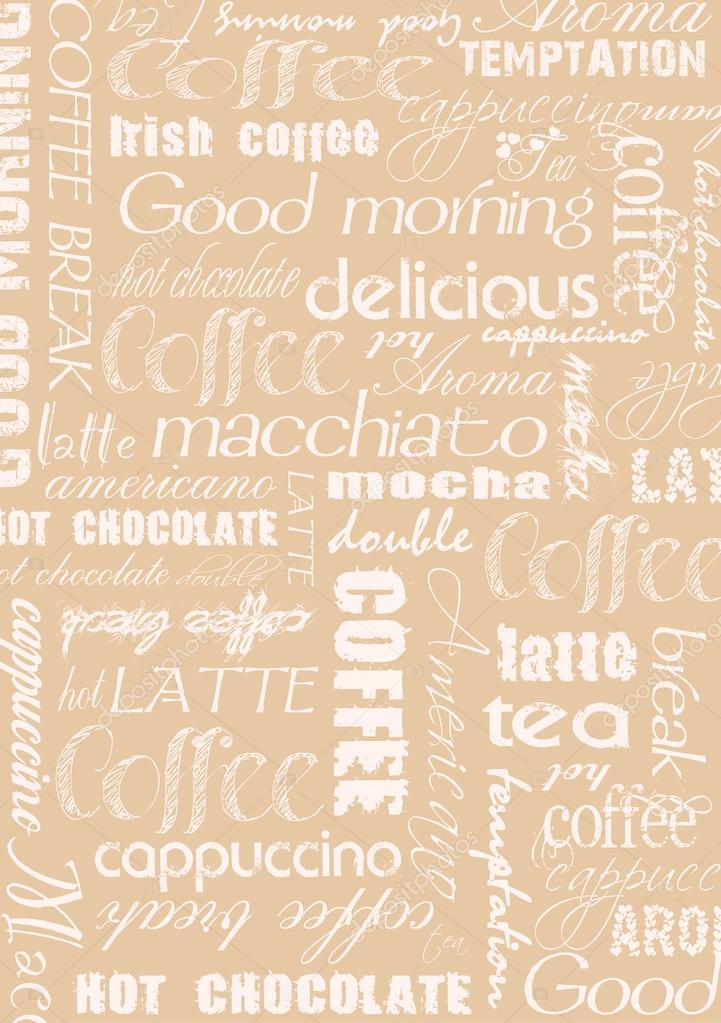 Coffee text wordcloud background