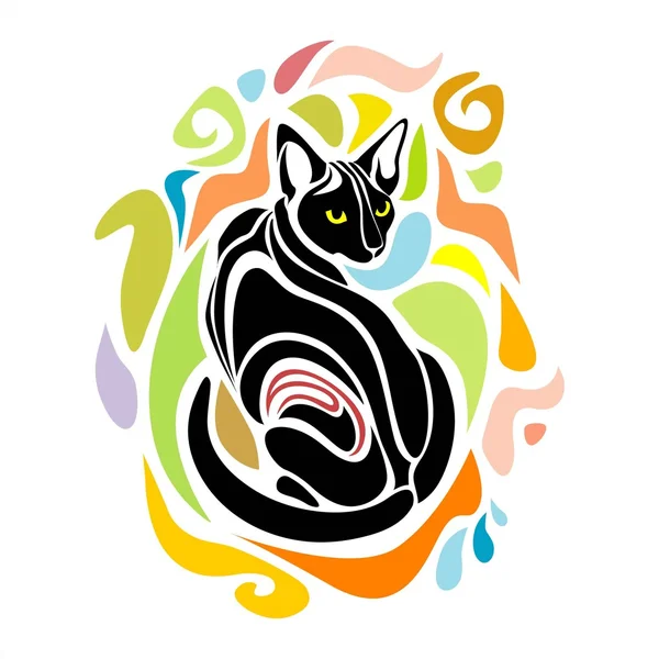 Black Cat Vector Decorative graphic design — Stock Vector