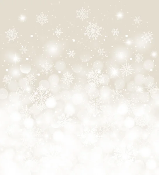 Fondo de Navidad borrosa blanco con nieve y espacio de copia — Vector de stock