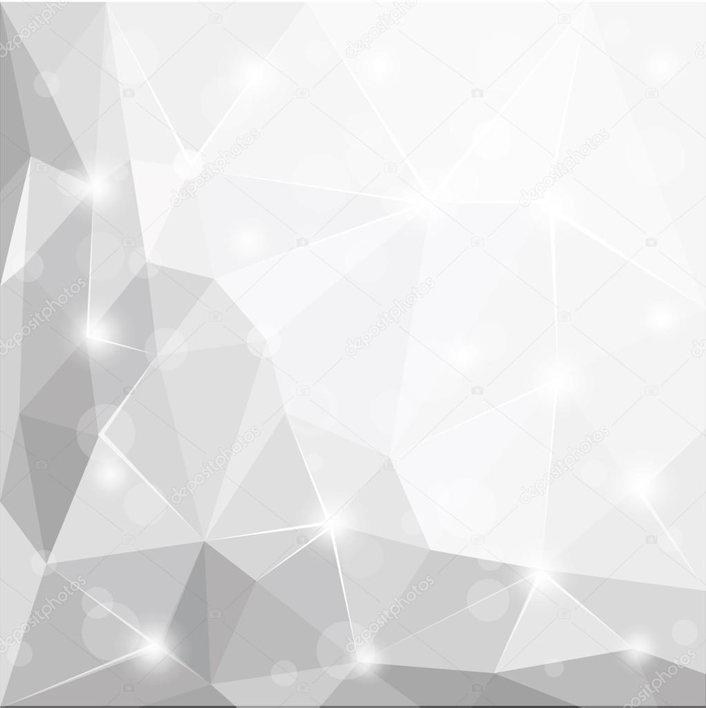 Abstract polygonal geometric facet shiny white, grey and silver background illustration